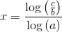 x=\frac{\log\left (\frac{c}{b} \right )}{\log\left (a \right )}