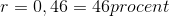 r=0,46=46 procent