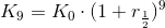 K_9=K_0\cdot (1+r_{\frac{1}{2}})^9