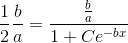 \frac{1}{2}\frac{b}{a}=\frac{\tfrac{b}{a}}{1+Ce^{-bx}}