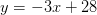 y=-3x+28