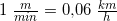 \small 1\; \tfrac{m}{min}=0{,}06\; \tfrac{km}{h}