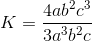 K=\frac{4ab^{2}c^{3}}{3a^{3}b^{2}c}