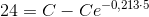 24=C-Ce^{-0,213\cdot 5}