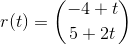 r(t)´=\binom{-4+t}{5+2t}