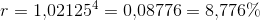 r=1{,}02125^{4}=0{,}08776=8{,}776\%