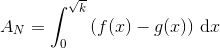 A_N=\int_{0}^{\sqrt{k}}\left (f(x)-g(x) \right )\, \textup{d}x