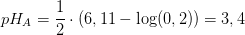 pH_A=\frac{1}{2}\cdot \left ( 6,11-\log(0,2) \right )=3,4
