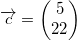 \small \overrightarrow{c}=\begin{pmatrix} 5\\22 \end{pmatrix}