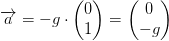 \overrightarrow{a}=-g\cdot \begin{pmatrix} 0\\1 \end{pmatrix}=\begin{pmatrix} 0\\-g \end{pmatrix}
