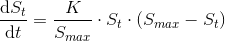 \frac{\mathrm{d} S_t}{\mathrm{d} t}=\frac{K}{S_{max}}\cdot S_t\cdot \left ( S_{max}-S_t \right )