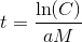 t=\frac{\ln(C)}{aM}