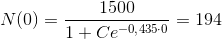 N(0)=\frac{1500}{1+Ce^{-0{,}435\cdot 0}}=194