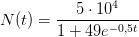 N(t)=\frac{5\cdot 10^4}{1+49e^{-0{,}5t}}