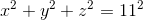 x^2+y^2+z^2=11^2