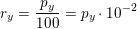 \small r_y=\frac{p_y}{100}=p_y\cdot 10^{-2}