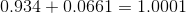 0.934+0.0661=1.0001