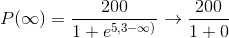 P(\infty )=\frac{200}{1+e^{5,3-\infty )}}\rightarrow \frac{200}{1+0}