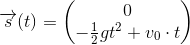 \overrightarrow{s}(t)=\begin{pmatrix}0\\ -\tfrac{1}{2}gt^2+ v_{0}\cdot t \end{pmatrix}