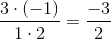 \frac{3\cdot (-1)}{1\cdot 2}=\frac{-3}{2}