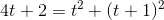 4t+2= t^2+(t+1)^2