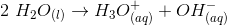 2\ H_2O_{(l)} \rightarrow H_3O^+_{(aq)}+OH^-_{(aq)}