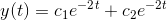 y(t)=c_1e^-^2^t+c_2e^-^2^t