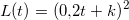 \small L(t)=\left (0{,}2t+k \right )^2