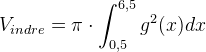V_{indre}=\pi \cdot \int_{0,5}^{6,5}g^2(x)dx