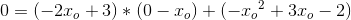 0 = (-2x_o+3)*(0-x_o) + (-x{_{o}}^{2}+3x_o-2)