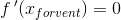 f{\, }'(x_{forvent})=0