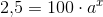 2{,}5=100\cdot a^x