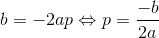 b=-2ap\Leftrightarrow p=\frac{-b}{2a}