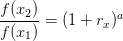 \frac{f(x_2)}{f(x_1)}=(1+r_x)^a
