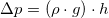 \small \Delta p=\left (\rho \cdot g \right )\cdot h
