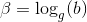 \beta =\log_g(b)