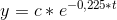 y=c*e^{-0,225*t}