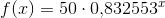 f(x)=50\cdot 0{,}832553^{x}
