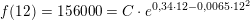\small f(12)=156000=C\cdot e^{0{,}34\cdot 12-0{,}0065\cdot 12^2}