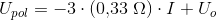 U_{pol}=-3\cdot (0{,}33\; \Omega )\cdot I+U_o