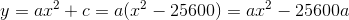 y=ax^2+c=a(x^2-25600)=ax^2-25600a