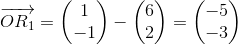 \overrightarrow{OR_1}=\begin{pmatrix} 1\\-1 \end{pmatrix}- \begin{pmatrix} 6\\2 \end{pmatrix}=\begin{pmatrix} -5\\-3 \end{pmatrix}