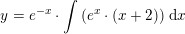 \small y=e^{-x}\cdot \int \left (e^x\cdot (x+2) \right )\, \mathrm{d}x