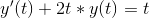y'(t)+2t*y(t)=t