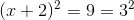 (x+2)^2=9=3^2