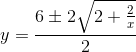 y=\frac{6\pm 2\sqrt{2+\frac{2}{x} }}{2}
