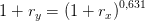 1+r_y=\left ( 1+r_x \right )^{0,631}