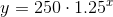 y=250\cdot 1.25^{x}