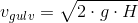v{_{gulv}}=\sqrt{2\cdot g\cdot H}