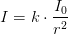 I=k\cdot \frac{I_0}{r^2}